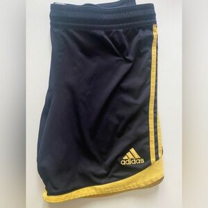 Men’s Adidas Black Shorts with Yellow Stripes